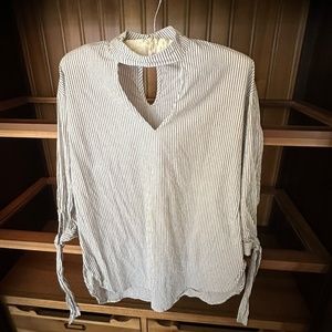 Striped high neck blouse